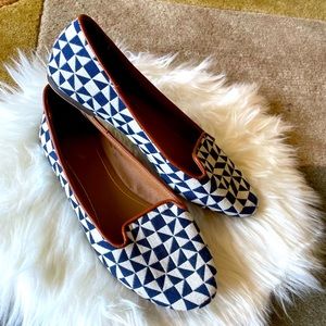 Top Shop Geometric Blue and White Loafer